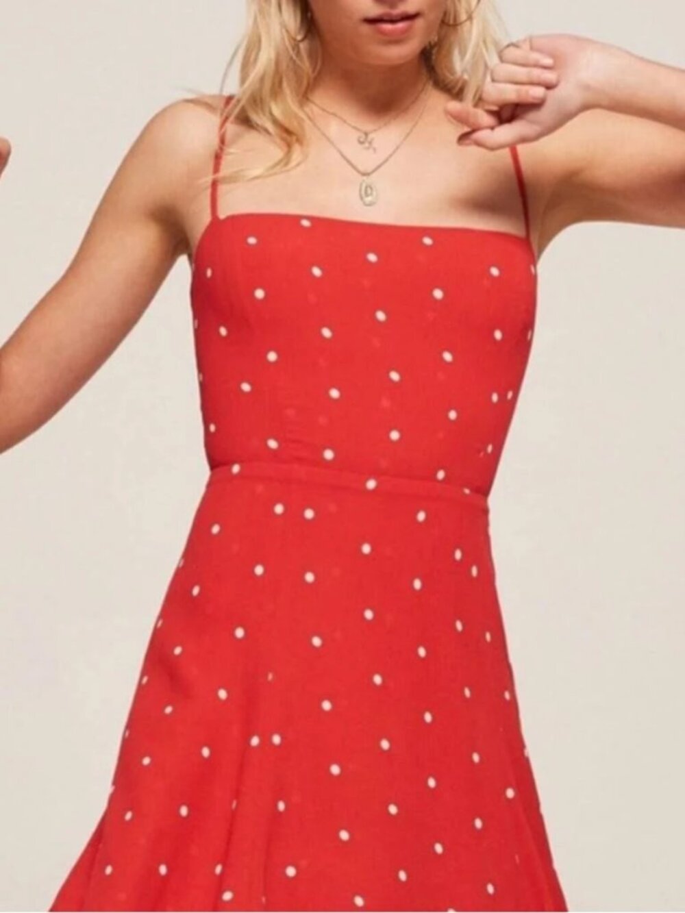 Reformation Stacey Mini Dress | Red & White Polka Dot | Size 8 - Picture 1 of 6